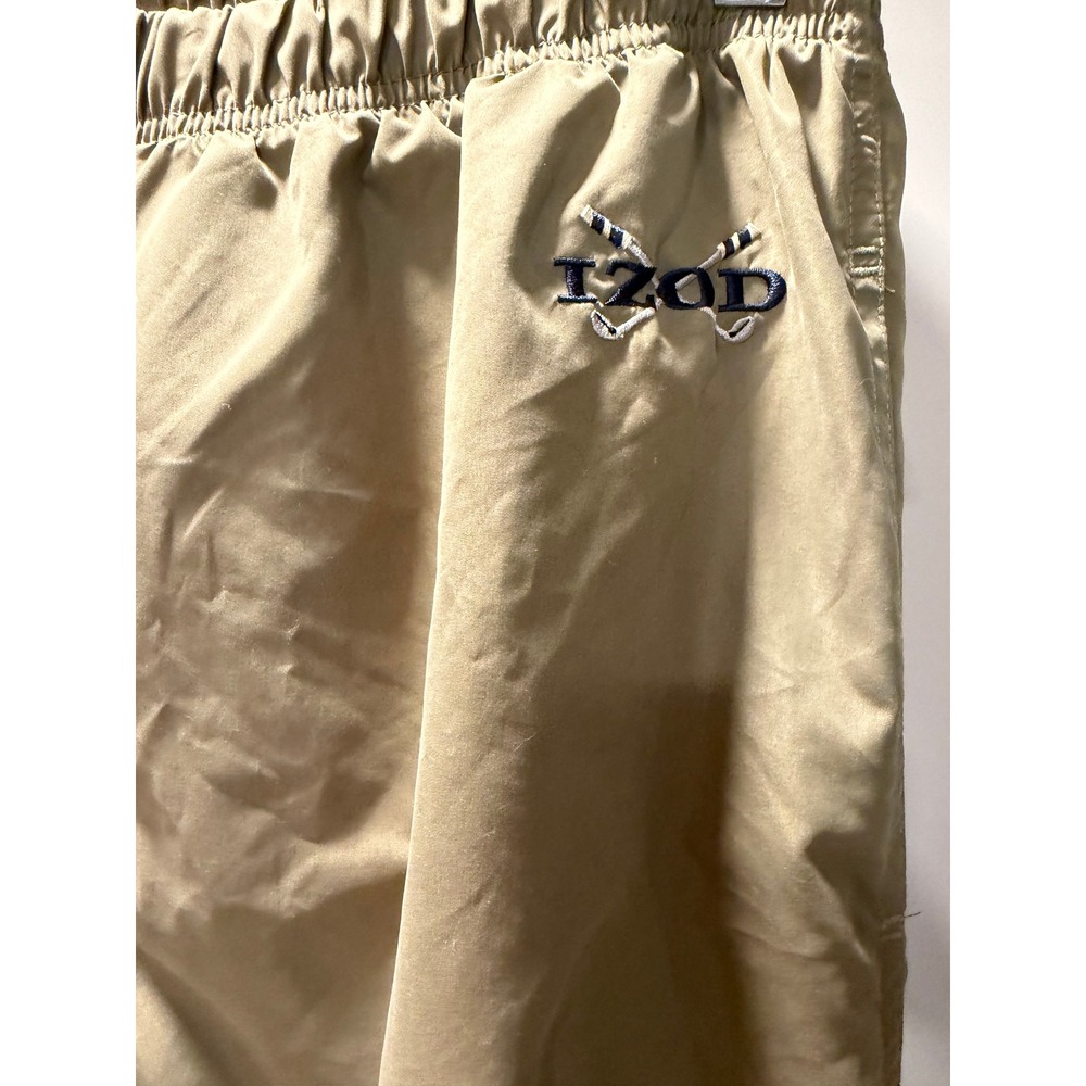 Vintage IZOD Mens Khaki Windbreaker Pants Mesh Lined Track Joggers Large - Picture 4 of 8